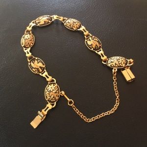 Demascene Bracelet 7.5 Gold 18k mourning Doves